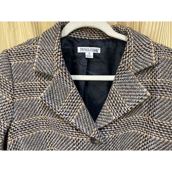 Pendleton Womens Blazer 75% Virgin Wool 25% Lambs Wool Check Prints Size 16 - Picture 2 of 7